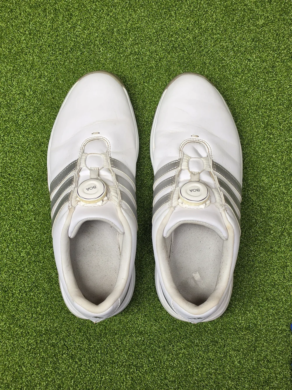 Adidas Tour 360 Golf Shoes Size 6.5 US White & Gray BOA Spiked Cleats EVN791001